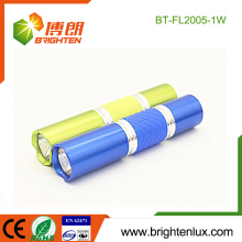 Factory Wholesale Cheap Beautiful Colors Metal Material Portable 1watt led Mini Torch Light with 1AA Dry Battery